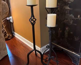 Wrought Iron Pillar Candle Holders Set of 3 