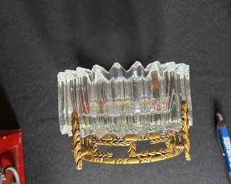 art Deco glass metal ashtray 