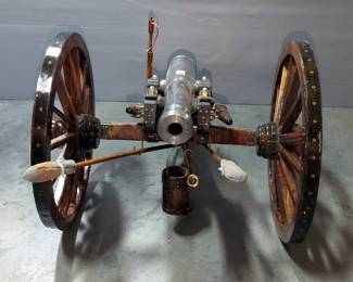 Fireable Black Powder Scale Model 1841 Napoleon Cannon, Marked 'J A B Co WW KS' (Westwood, KS), No. 79, Bore .969, 23 Lbs, And Dated 2014, Approx 18" Barrel And 18" H X 24" W X 36" Long