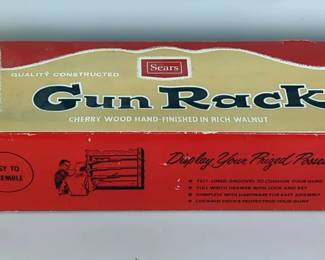 Sears 4-Gun Gun Rack Model 621231, Cherry Wood Hand-Finished In Walnut, In Box