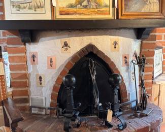 Wonderful pair of European andirons will look fabulous in your fireplace two sets of fireplace tool sets, fireplace screen!!