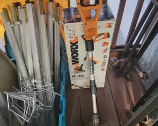 Blueprint stands and Weed Wacker 