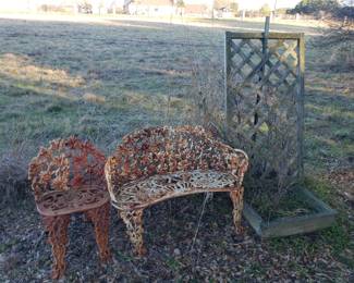Cast Iron Bench & Chair