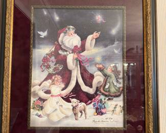 Brenda Harris Tustian Santa framed lithograph
