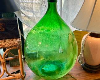 Fantastic huge handblown glass demijohn