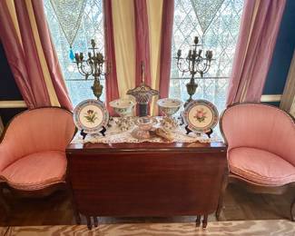 Beautiful antique drop leaf table and pair of antique chairs