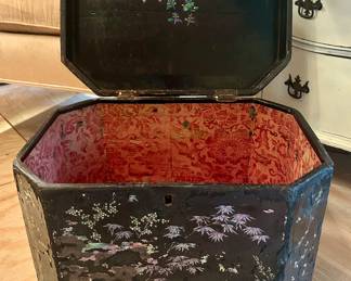 Antique lacquered Asian tea box