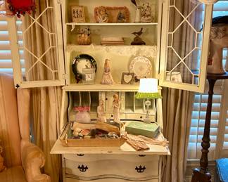 Beautiful antique secretary with glass windows 