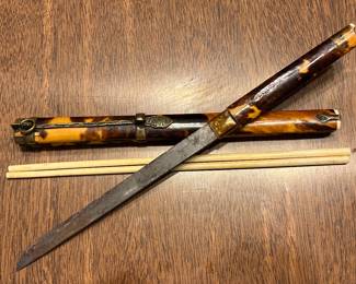 Antique Chinese traveling knife and chopstick set