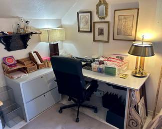 Office chair, desks, & supplies 