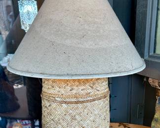 Very neat woven wicker basket lamp