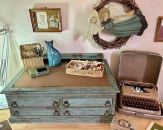 Wonderful antique desk, vintage typewriter and other treasures