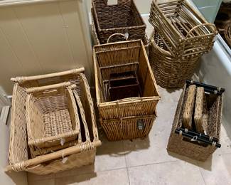 A very large selection of baskets all shapes, sizes, & some vintage 