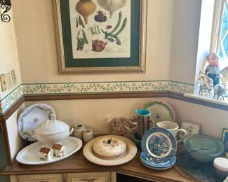 Various  cook and bakeware & signed pottery pieces 