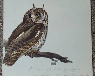Original early signef Wayne Howard Trimm owl painting
