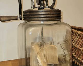 Antique glass butter churn