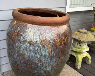 Extra Large Pot for tree or fountain, vintage cement pagoda