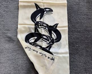 Silk Scarf handprinted by Susan Point - PNW artist
