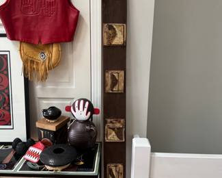 Leather vest, Leather handmade bag, Hopi art, Tile art