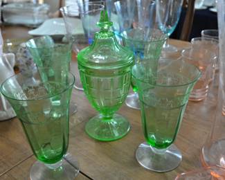 Candy Dish and Footed Glasses