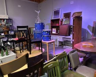 Furniture and a drum set.