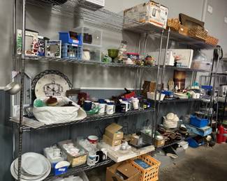 Glassware, clock, etc