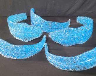 Lot # : 309 - Box of vintage glass leaf chandelier parts
