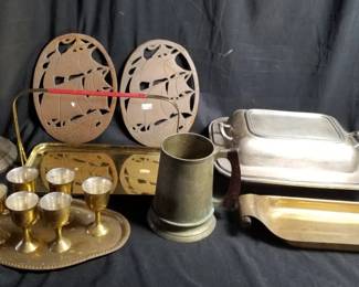 Lot # : 451 - Group of brass and silver plated items
