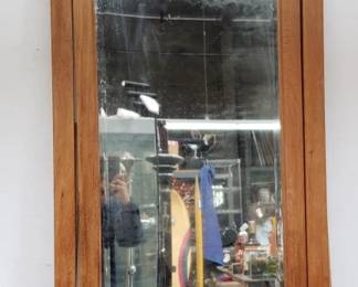 Lot # : 109 - Carved oak-framed beveled mirror with Fiorucci

