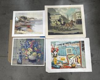 Lot # : 625 - Group of museum offset prints, 1 screen print, & 1 watercolor
Largest print 24" x 28"
