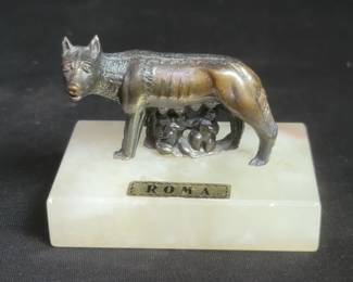 Lot # : 637 - Vintage metal and onyx paperweight
