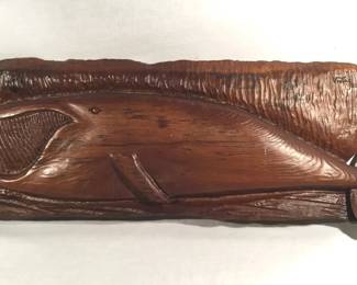 Lot # : 110f - Signed 1982 California carved redwood whale
