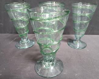 Lot # : 355 - 4 vintage hand blown glasses, as is
