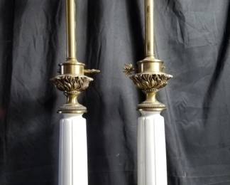 Lot # : 463 - Pair of Stiffel porcelain and brass table lamps

