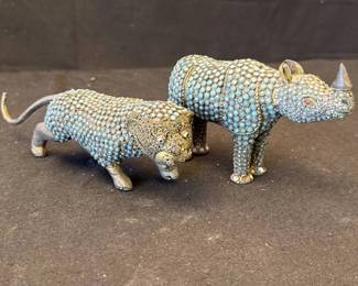 Lot # : 201z - Pair of vintage Tibetan brass & turquoise
