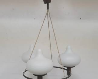 Lot # : 275 - Mid century modern brass chandelier with three
