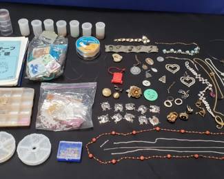 Lot # : 407 - Jewelry making supplies and costume jewelry
