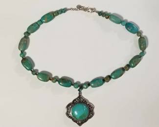Lot # : 285 - Sterling silver and turquoise necklace

