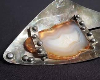 Lot # : 288 - Sterling silver (925) large pendant with agate
