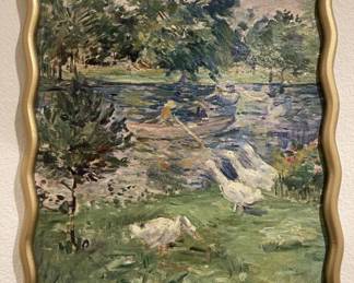 Lot # : 695v - Framed Berthe Morisot "Girl in a Boat with
Geese