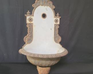 Lot # : 408 - Antique cast iron & porcelain wall fountain
