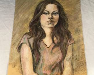 Lot # : 300f - 1980 portrait watercolor painting on paper