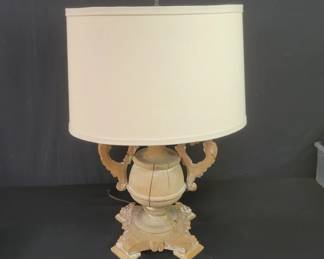 Lot # : 438 - Vintage carved wood table lamp
