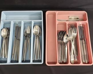 Lot # : 403 - Group of vintage stainless steel flatware
