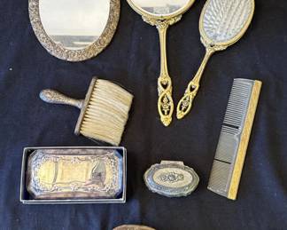 Lot # : 311z - Group of vintage hand mirrors, combs & brushes
