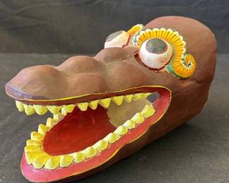 Lot # : 349z - Vintage carved wood African-style crocodile mask
