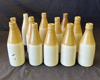 Lot # : 331z - Group of 12 vintage stoneware ginger beer bottles

