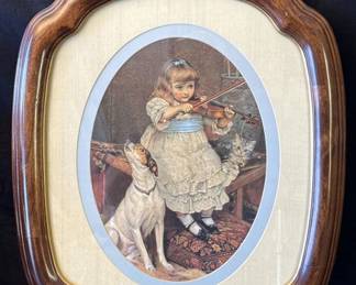 Lot # : 366z - Vintage framed girl playing violin art print
