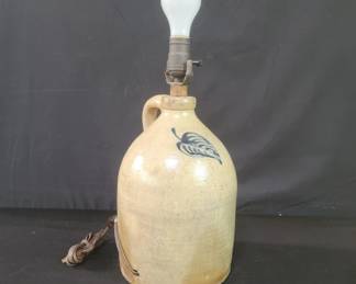 Lot # : 695 - Antique stoneware jug lamp

