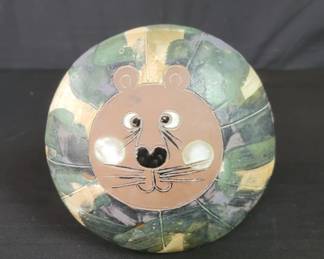 Lot # : 134 - Vintage signed pottery lion vase in the style of
